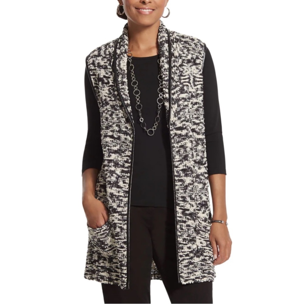 Chico’s Mackenzie tweed detail open knit vest Size 3 (16/18-XL)